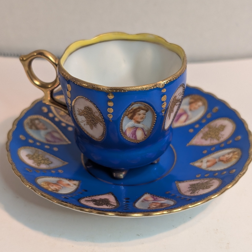 Vintage Chugai Demitasse Espresso Cup & Saucer, Hand Painted Japan